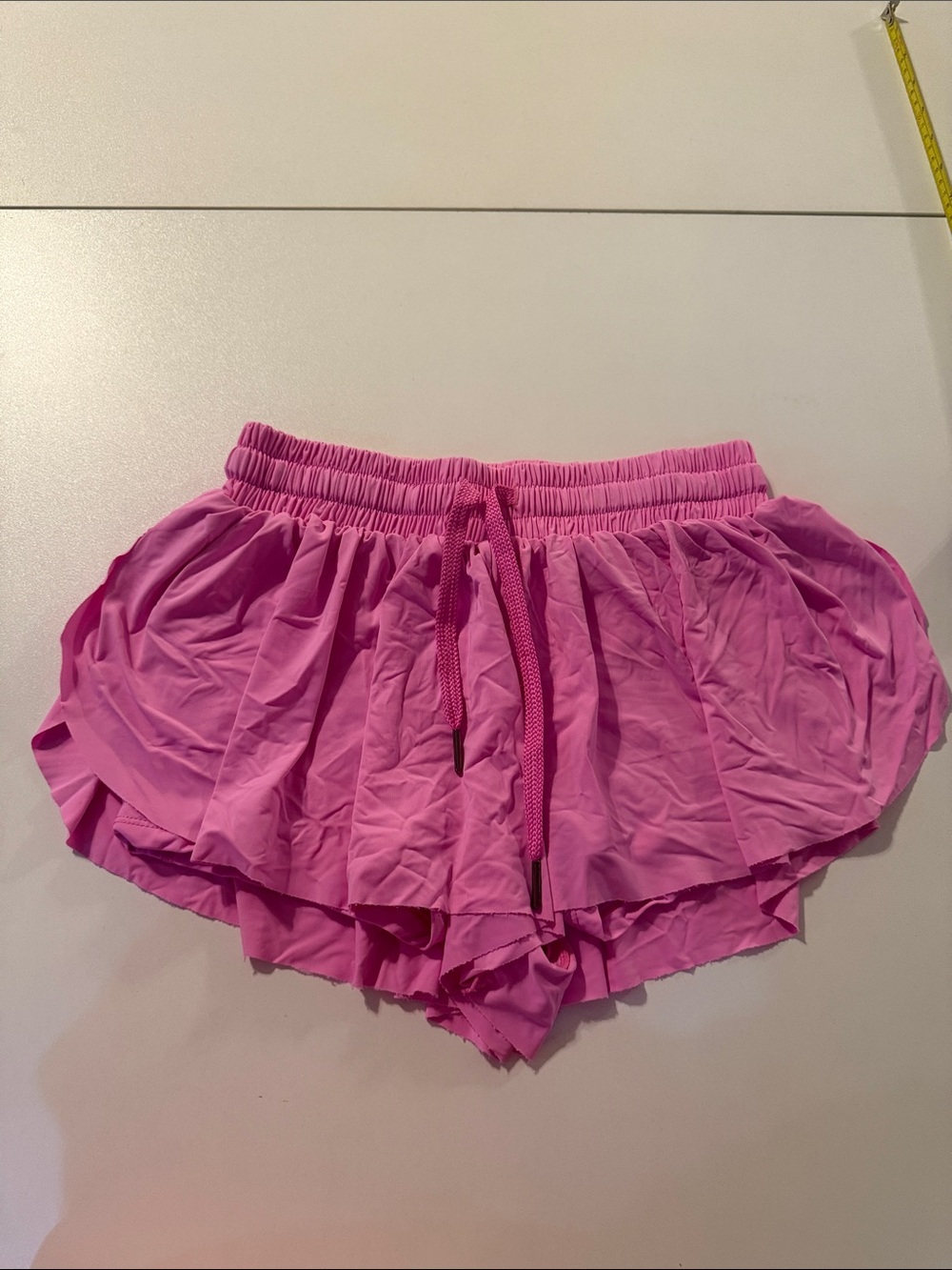 Women's Pink Layered Athletic Shorts with Drawstring Waist